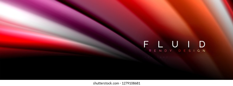 Abstract liquid colorful banner. Trendy vector wavy dynamic design. Fluid color shapes.