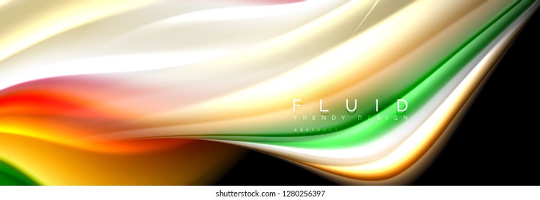 Abstract liquid colorful banner. Trendy vector wavy dynamic design. Fluid color shapes.