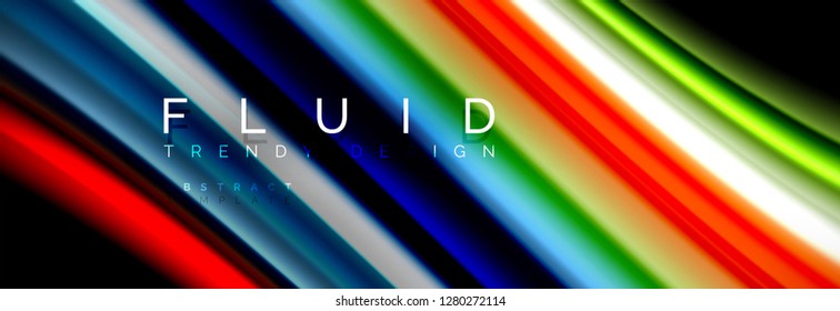 Abstract liquid colorful banner. Trendy vector wavy dynamic design. Fluid color shapes.