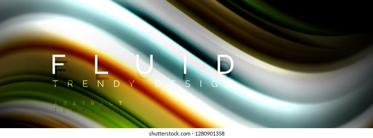Abstract liquid colorful banner. Trendy vector wavy dynamic design. Fluid color shapes.