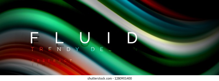 Abstract liquid colorful banner. Trendy vector wavy dynamic design. Fluid color shapes.