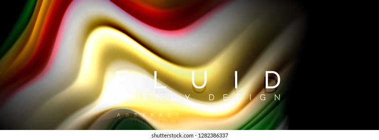 Abstract liquid colorful banner. Trendy vector wavy dynamic design. Fluid color shapes.