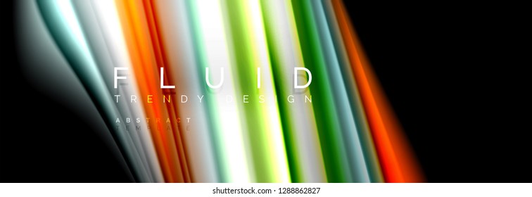 Abstract liquid colorful banner. Trendy vector wavy dynamic design. Fluid color shapes.