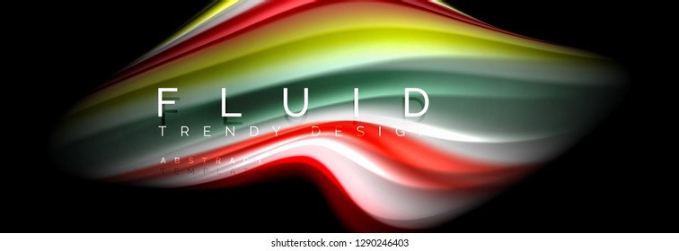 Abstract liquid colorful banner. Trendy vector wavy dynamic design. Fluid color shapes.