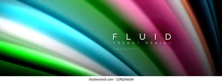 Abstract liquid colorful banner. Trendy vector wavy dynamic design. Fluid color shapes.