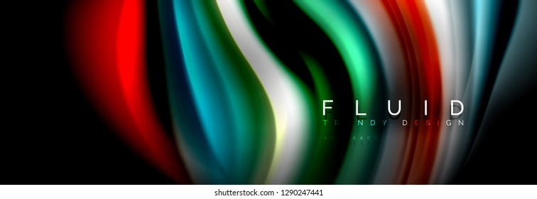 Abstract liquid colorful banner. Trendy vector wavy dynamic design. Fluid color shapes.