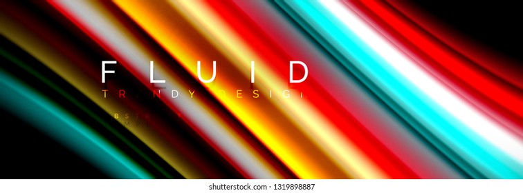 Abstract liquid colorful banner. Trendy vector wavy dynamic design. Fluid color shapes.