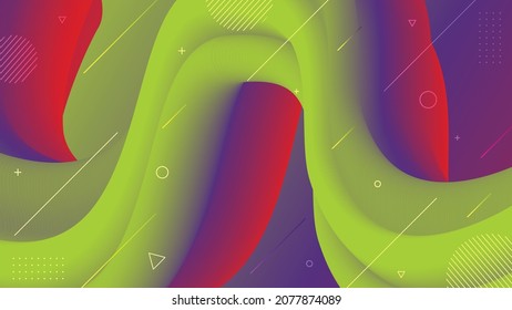 Resumen Diseño de fondo de colores líquidos. Con memphis y elementos de forma geométrica. Composición de formas de gradiente fluido. Fondo de diseño futurista. EPS10 vectores
