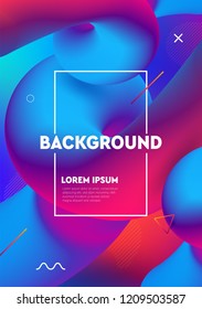 Abstract liquid colors background. Fluid shapes vector trendy gradients. Colorful graphic illustration. Geometric background molecule communication.