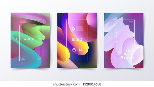Abstract liquid cover design. 3d gradient shapes. Modern design for presentation, invitation, flyer, poster