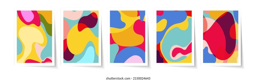 Abstract liquid cover design template set for social media, posting, party poster, flyer, presentation. Organic shape. Vector Illustration 10 eps
