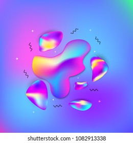 Abstract liquid cover. Template for background. Holographic elements. Vector illustration.