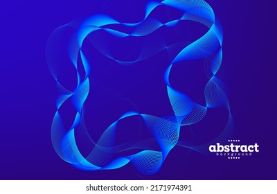 Abstract Liquid Curve In Gradient Blue With Navyblue Background. Bio Technology Theme Can Be Use For Advertisement Poster Website Banner Brochure Template Product Package Design And Label Vector Eps.