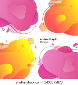 Abstract liquid design vector, shapes abstraction and decoration, background for banners and webpages. Color art with watercolor forms and text sample