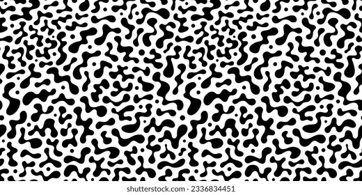 Abstract liquid doodle shape seamless pattern. Creative minimalist style art background, trendy design with basic shapes. Modern black and white wallpaper print backdrop.