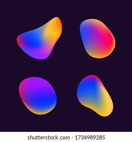 Abstract liquid drops. Gradient colors free shape. Vector editable abstract design elements set.