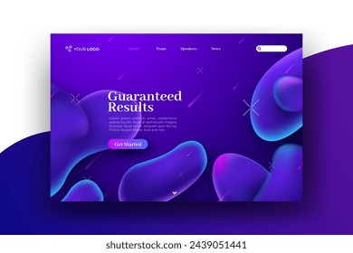 Abstract liquid effect landing page template vector design in eps 10