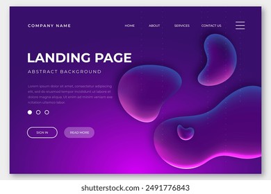 Abstract liquid effect landing page vector design in eps 10