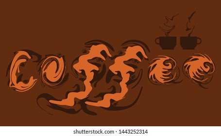 abstract liquid element coffee creams text character. take a break with your favorite drink.  vector illustration eps10