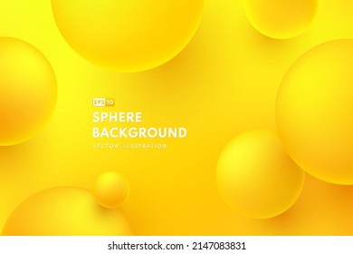 Abstract liquid fluid circles bright yellow color background. 3D sphere balls shape. Creative minimal bubble trendy gradient template for cover brochure, flyer, poster, banner web. Vector illustration