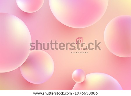 Abstract liquid fluid circles pink, red and yellow color background with copy space. 3D sphere shape pastel color design. Creative minimal bubble trendy gradient template. Vector illustration