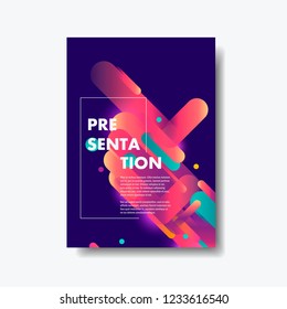 Abstract liquid fluid color shape on creative modern cover template with bright gradient futuristic design.