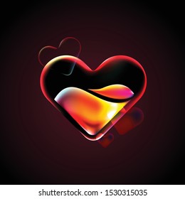 Abstract liquid fluid color shape. Bright ultra violet gradient blend flat effect. Romantic vector icon for valentines day with heart