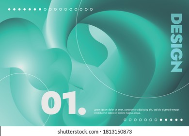 Abstract Liquid Fluid Cover Background Design with Gradient Ocean Color, Vector Illustration