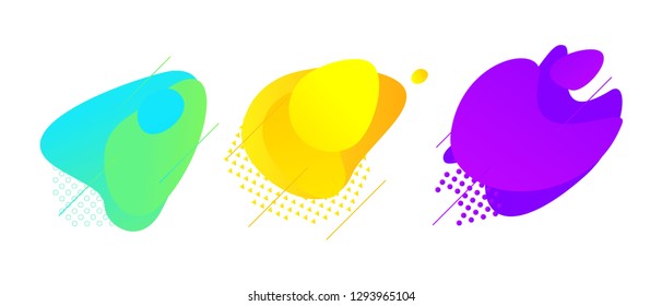 Abstract liquid fluid geometric shapes collection. Vector modern dynamic design elements.