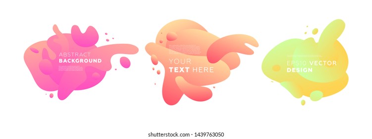 Abstrakte flüssige Formen. Dynamische Komposition mit trendigen, flachen geometrischen Elementen. Gradient Banner Vorlage für moderne Cover und Präsentationen. Eps10 Vektorgrafik