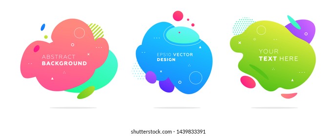 Abstract liquid fluid shapes. Dynamic composition with trendy flat geometric elements. Gradient banner template for modern covers and presentations. Eps10 vector illustration