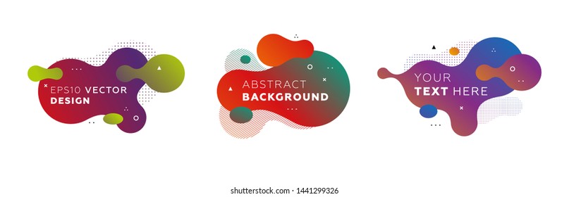 Abstract liquid fluid shapes. Dynamic composition with trendy flat geometric elements. Gradient banner template for modern covers and presentations. Eps10 vector illustration