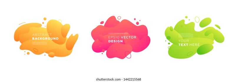 Abstract liquid fluid shapes. Dynamic composition with trendy flat geometric elements. Gradient banner template for modern covers and presentations. Eps10 vector illustration