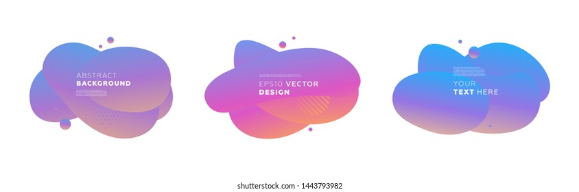 Resumen de las formas de fluidos líquidos. Composición dinámica con elementos geométricos planos de moda. Plantilla de banner degradado para portadas y presentaciones modernas. Ilustración vectorial Eps10