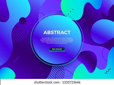 Abstract liquid frame. Modern fluid shapes frames design, colorful blue and cyan shape. Futuristic liquid frame, geometric flux blur or memphis wave fluid vector background