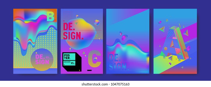 Abstract liquid and geometric colorful background poster and cover design. Blue, yellow, red, orange, pink and green. Vector alphabet poster template in Eps10.