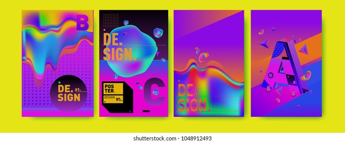 Abstract liquid and geometric colorful background poster and cover design. Blue, yellow, red, orange, pink and green. Vector alphabet poster template in Eps10.
