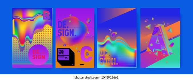 Abstract liquid and geometric colorful background poster and cover design. Blue, yellow, red, orange, pink and green. Vector alphabet poster template in Eps10.
