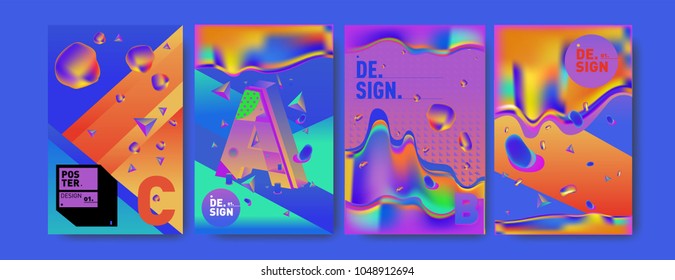 Abstract liquid and geometric colorful background poster and cover design. Blue, yellow, red, orange, pink and green. Vector alphabet poster template in Eps10.
