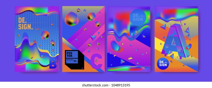Abstract liquid and geometric colorful background poster and cover design. Blue, yellow, red, orange, pink and green. Vector alphabet poster template in Eps10.
