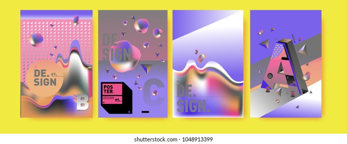 Abstract liquid and geometric colorful background poster and cover design. Blue, yellow, red, orange, pink and green. Vector alphabet poster template in Eps10.
