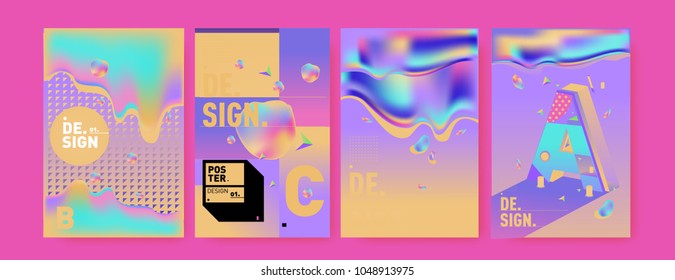 Abstract liquid and geometric colorful background poster and cover design. Blue, yellow, red, orange, pink and green. Vector alphabet poster template in Eps10.