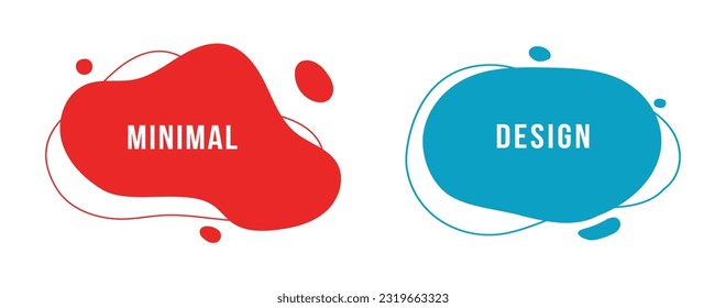 Abstract liquid geometric shapes. Fluid colorful vector background with place for text. Red and blue liquid shapes design elements isolated on white background. Minimal vector illustration