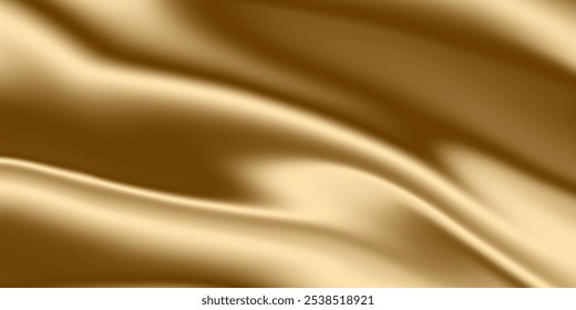 Abstrato líquido ouro seda textura de fundo design com ondas suaves. Close de tecido suave, fluido e dourado, com iluminação suave e quente que destaca a textura sutil e os destaques