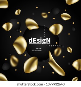 Abstract liquid golden shape. Fluid design. Isolated gradient waves with geometric lines, dots. for your title, banner, flyer,  presentation, brochure, poster.
