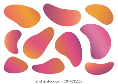 Abstract liquid gradient shapes. Set of modern graphic elements. Template of fluid organic forms. The transition of colors for social network. Vector illustration EPS10
