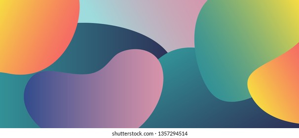 Abstract liquid gradient shapes. Set of free modern graphic elements. Template of fluid organic forms. The transition of colors in the well-known social network. Vector illustration