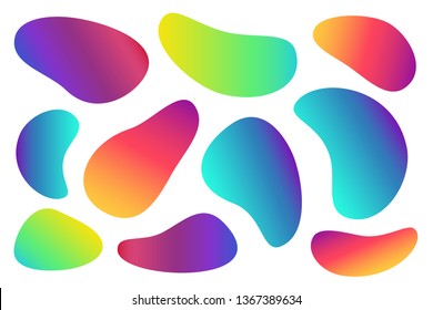 Abstract liquid gradient shapes. Set of free modern graphic elements. Template of fluid organic forms. The transition of colors in the well-known social network. Vector illustration EPS10