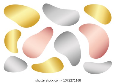Abstract liquid gradient shapes. Set of free modern graphic elements. Template of fluid metal organic forms. The transition of colors in the well-known social network. Vector illustration EPS10