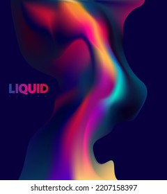 Abstract liquid holographic background. Colorful fluid lines on dark background.